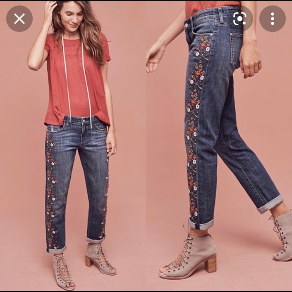 Anthropologie Pilcro & The Letterpress Hyphen Embroidered Jeans Size 27